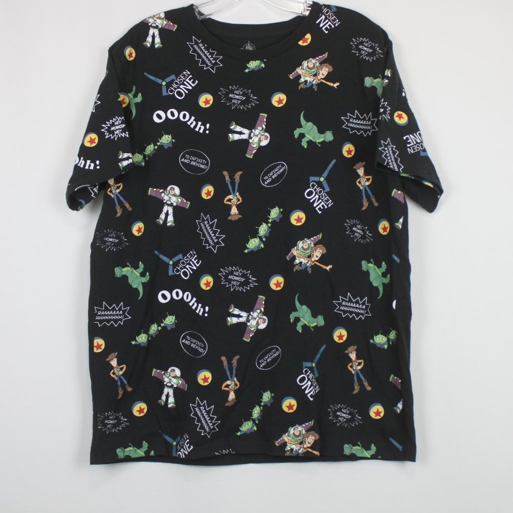 Disney Toy Story Large Black Short Sleeve Graphic Shirt 100% Cotton